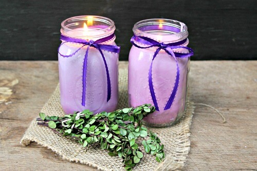 diy mason jar citronella lavender candle finished